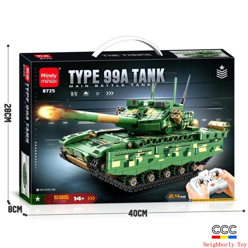 Mingdi 2.4G Remote Control Building Blocks 99A Tank Military Model Compatible with Lego Assembly Children's Toys Student Gift