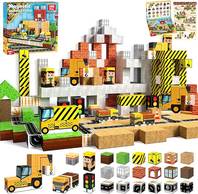 Cross-Border Amazon Hot Item Magnetic Building Magnetic Blocks Educational 3D Magnetic Pieces DIY Toys for Children