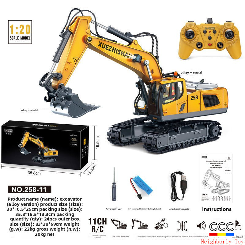 2.4G Alloy Remote Control Excavator Dump Truck Bulldozer Engineering Vehicle Toy Bilingual