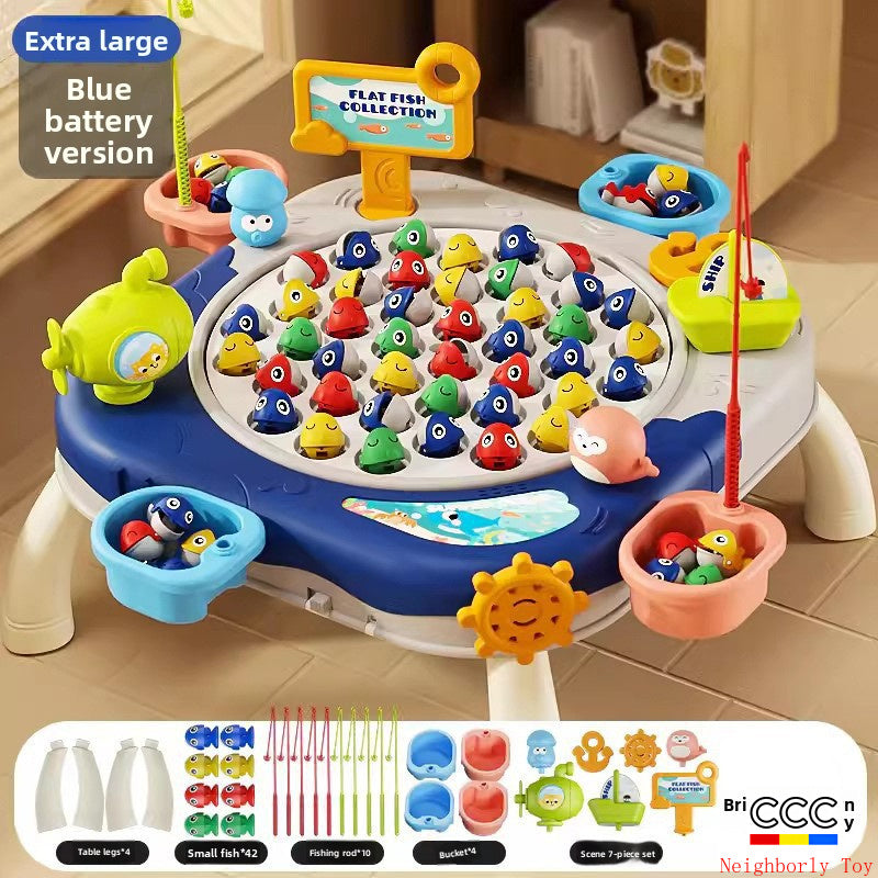 Children's Magnetic Fishing Toy Baby Early Education Educational Boys and Girls Electric Large Rotating Fishing Plate Parent-Child Interaction