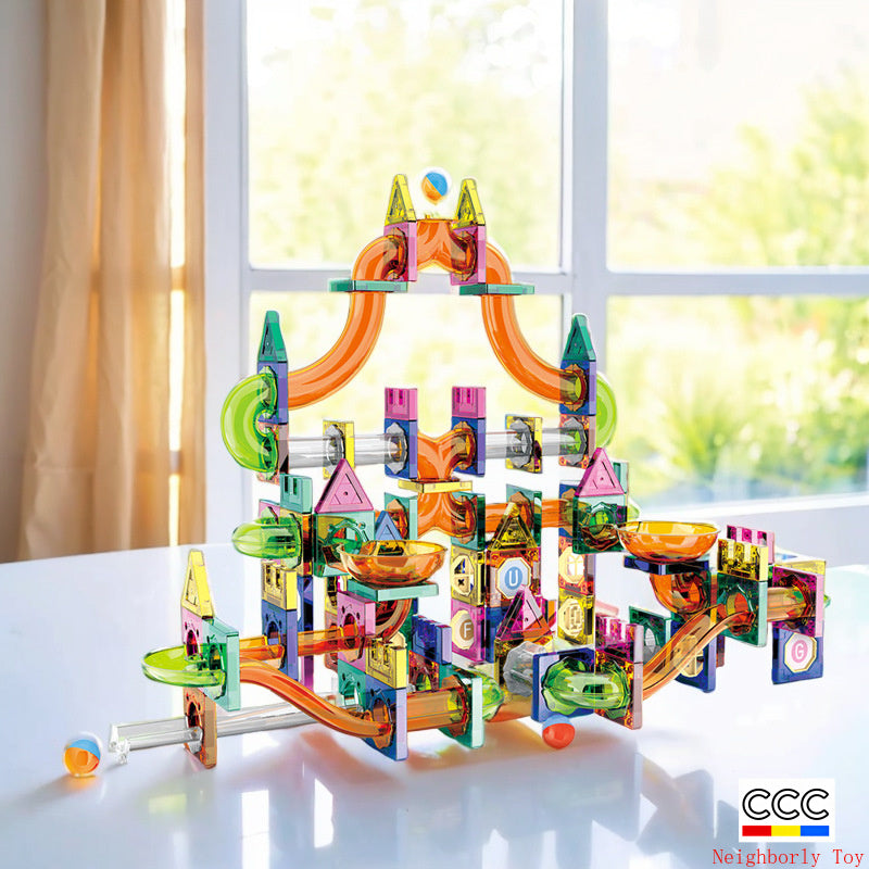 Slide Track Ball Magnetic Tiles Building Blocks Cross-Border Amazon Intelligence Assembly Boys' Toy Gift