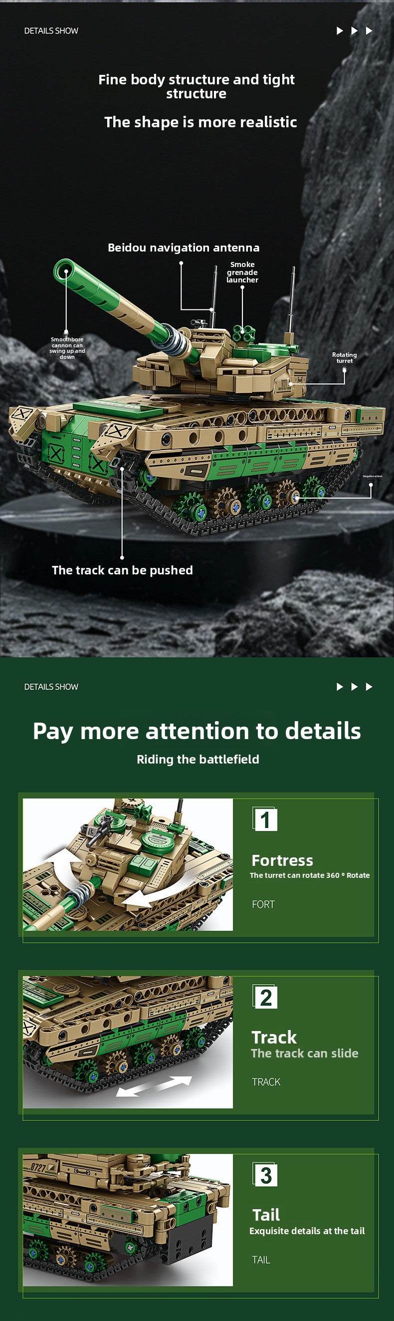 Mingdi 2.4G Remote Control Building Blocks 99A Tank Military Model Compatible with Lego Assembly Children's Toys Student Gift