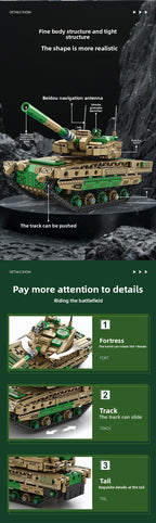 Mingdi 2.4G Remote Control Building Blocks 99A Tank Military Model Compatible with Lego Assembly Children's Toys Student Gift